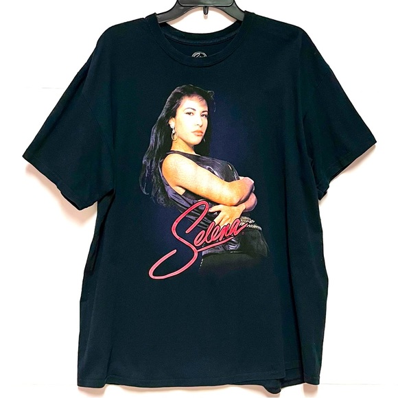 Selena Graphic SS T-Shirt 100% Cotton Plus Size 1X EUC Tejano Band Black Tee - Picture 2 of 5